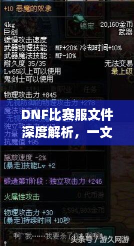 DNF比赛服文件深度解析，一文带你洞悉细节！